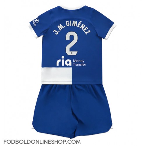 Atletico Madrid Jose Gimenez #2 Udebane Trøje Børn 2023-24 Kortærmet (+ Korte bukser)